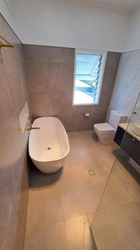 bathroom renovation with free standing bathtub