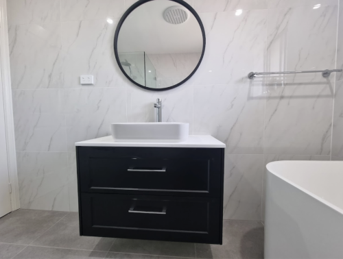 full bathroom reno sydney black vanity